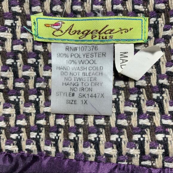 50% OFF Angela Knit Skirt Wool Blend Midi Purple Black - Picture 5 of 6